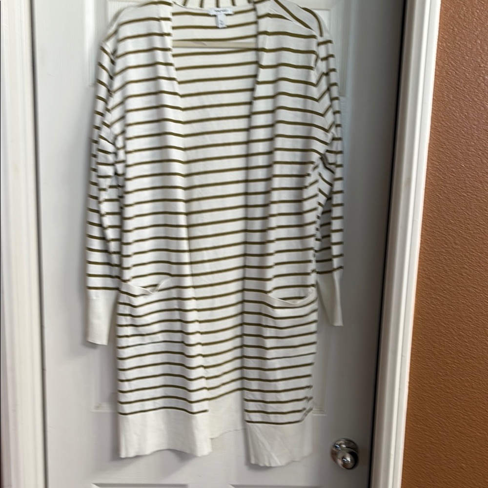 Nine West Women's Striped Cardigan - White and Tan